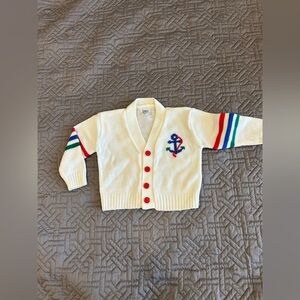 Baby Boy Carriage Boutique White Cardigan with Anchor Size 3-6 Mos